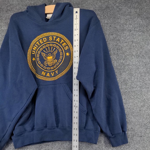 U.S. Navy Mens Pullover Hoodie Blue Size Small Vintage Made USA Graphic Logo - Picture 4 of 15